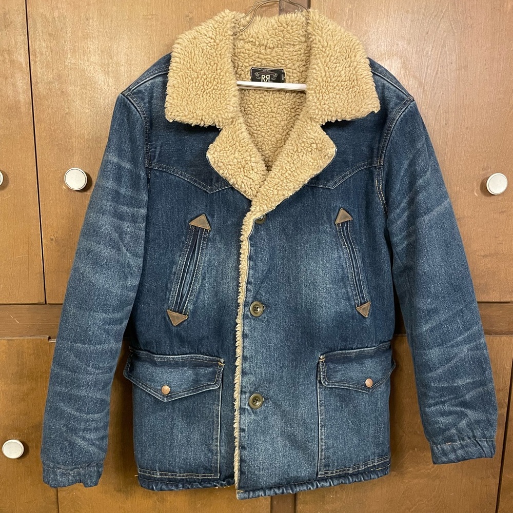 RRL Double RL Ralph Lauren men’s Denim Hitching Trucker Jacket Men’s Large